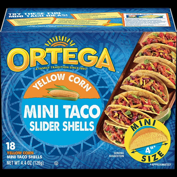 ORTEGA Yellow Corn Mini Taco Slider Shells 4.4OZ 126G