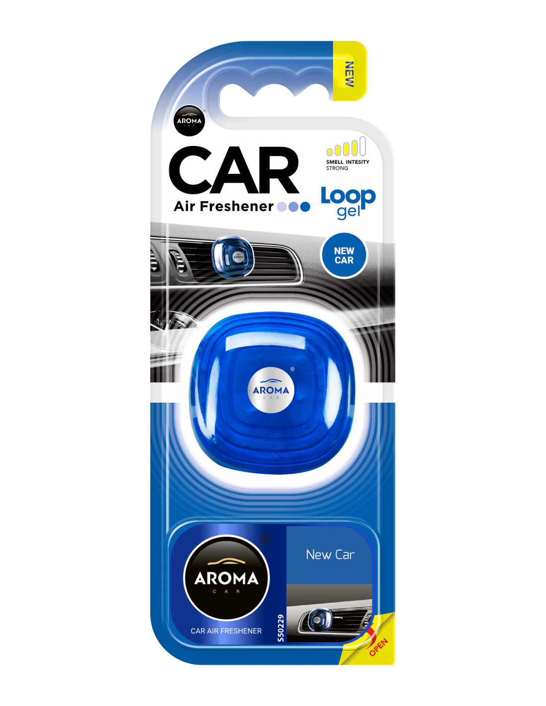 AROMA Car Air Freshener Loop Gel New Car S50229