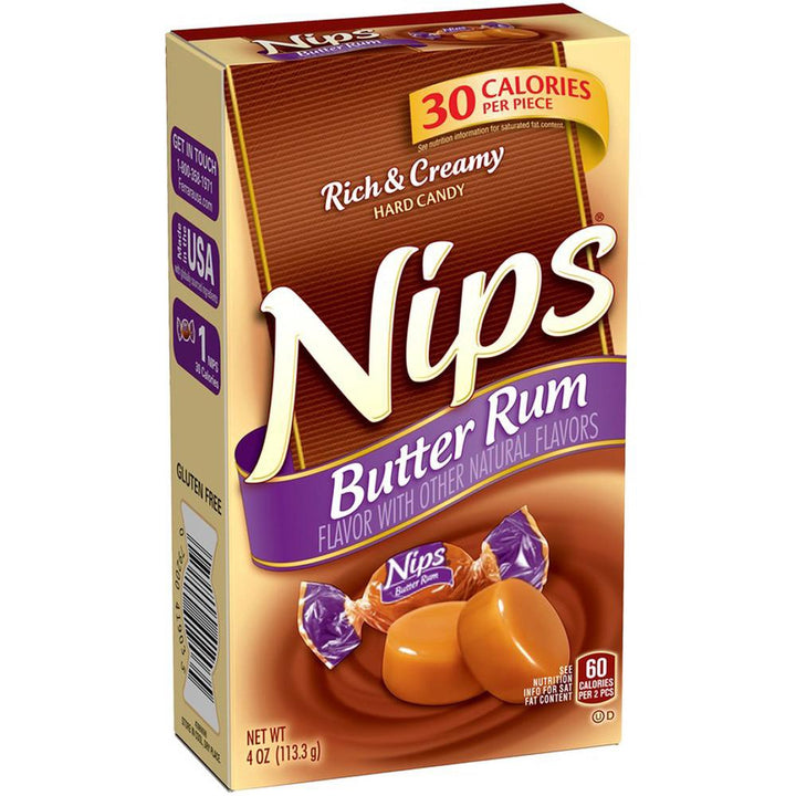 NIPS Butter Rum Flavor with Other Natural Flavors Rich & Creamy Hard Candy 4OZ 113.3G