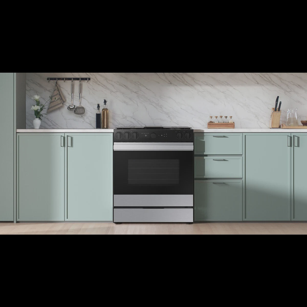 SAMSUNG Stove 5 Burner NSG6DG8700SRAA Bespoke Stainless Steel with Air Fryer Smart WIFI True Convection