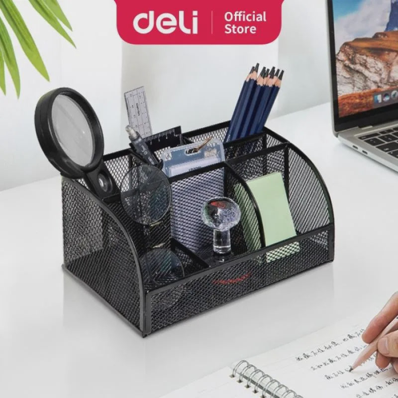 DELI Stationery Mesh Desk Organizer 8903 Metal