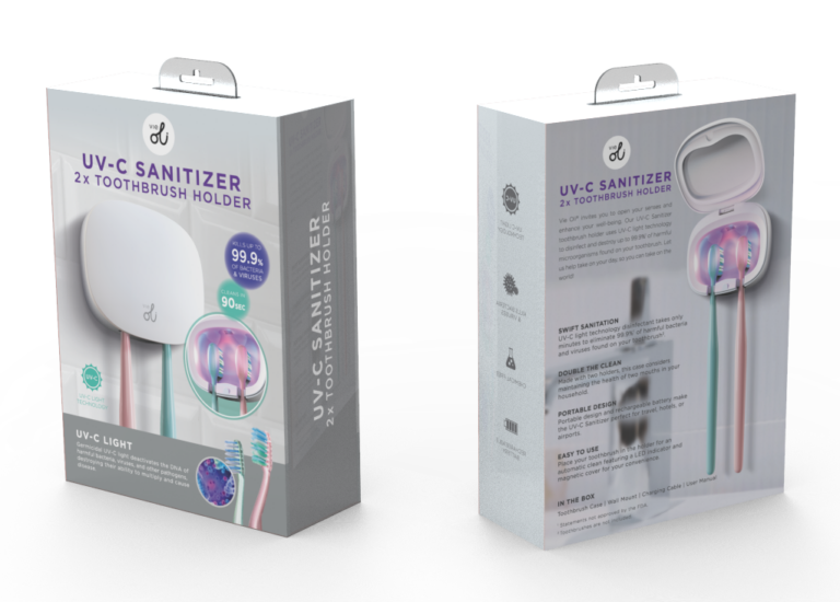 Toothbrush UV-C Sanitizer Vie Oli OLID1086WH 2X Toothbrush Holder Case