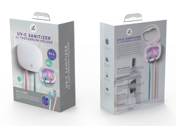 Toothbrush UV-C Sanitizer Vie Oli OLID1086WH 2X Toothbrush Holder Case