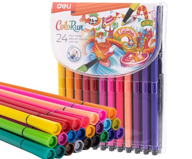 DELI Stationery Marker Colorun Felt Pen C157-24 24PCS Case