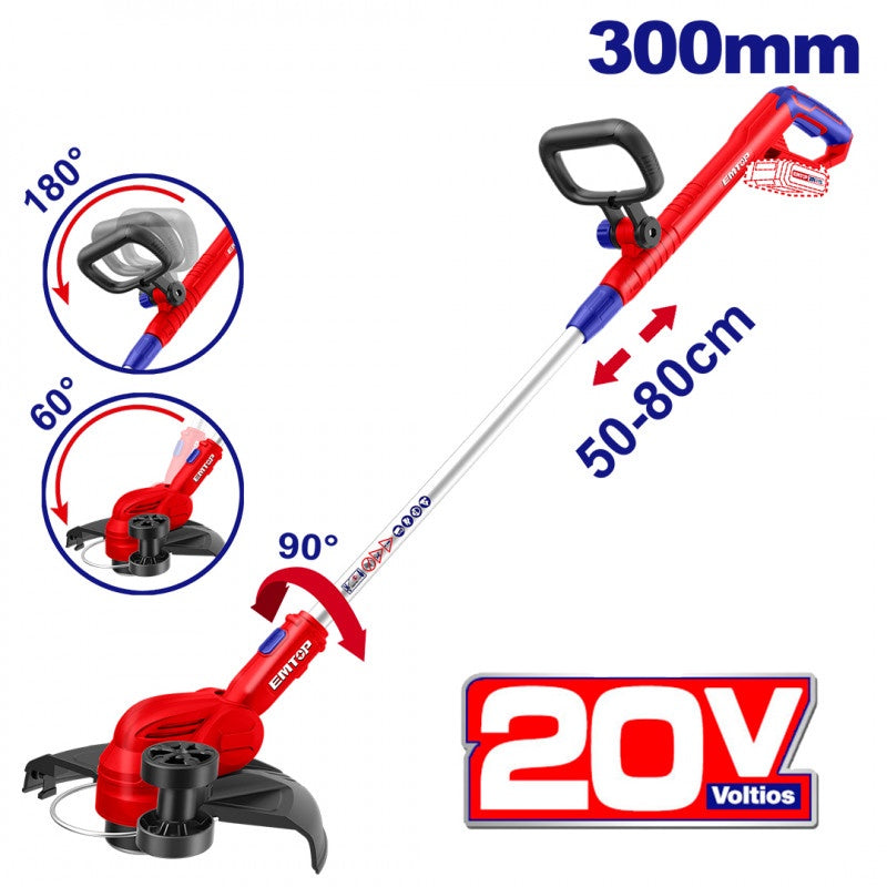 EMTOP Grass Trimmer Brush Cutter ELGT20328 20V LITHIUM-ION No Battery No Charger