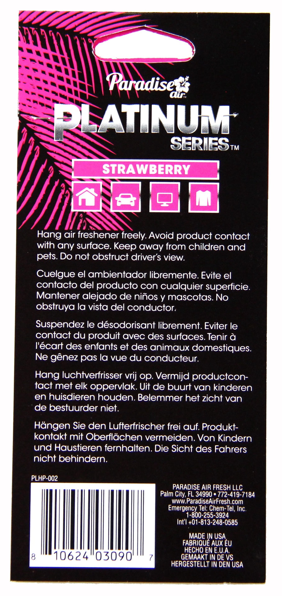 Car Air Freshener Paradise Platinum Series Strawberry 1PK
