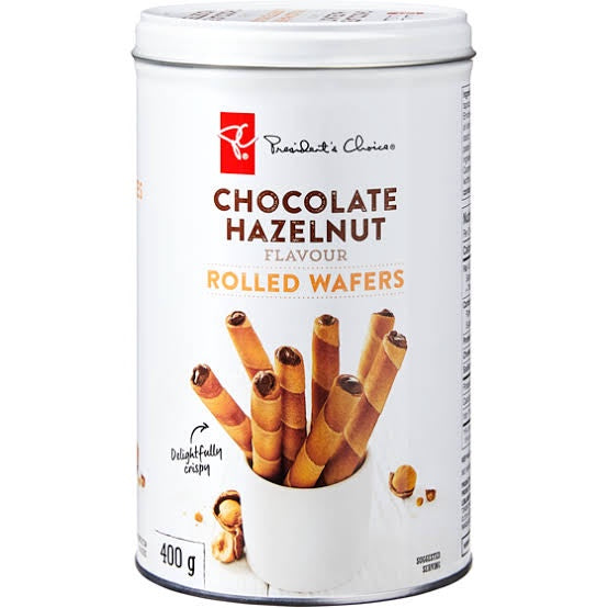 PRESIDENT CHOICE Pc Chocolate Hazelnut Rolled Wafers 400G