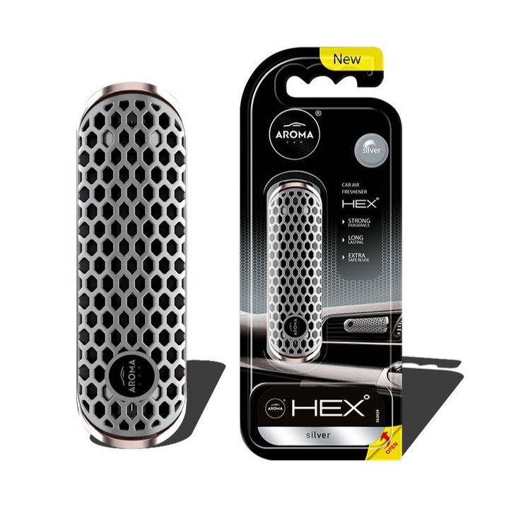 AROMA Car Air Freshener Hex Silver Polymer