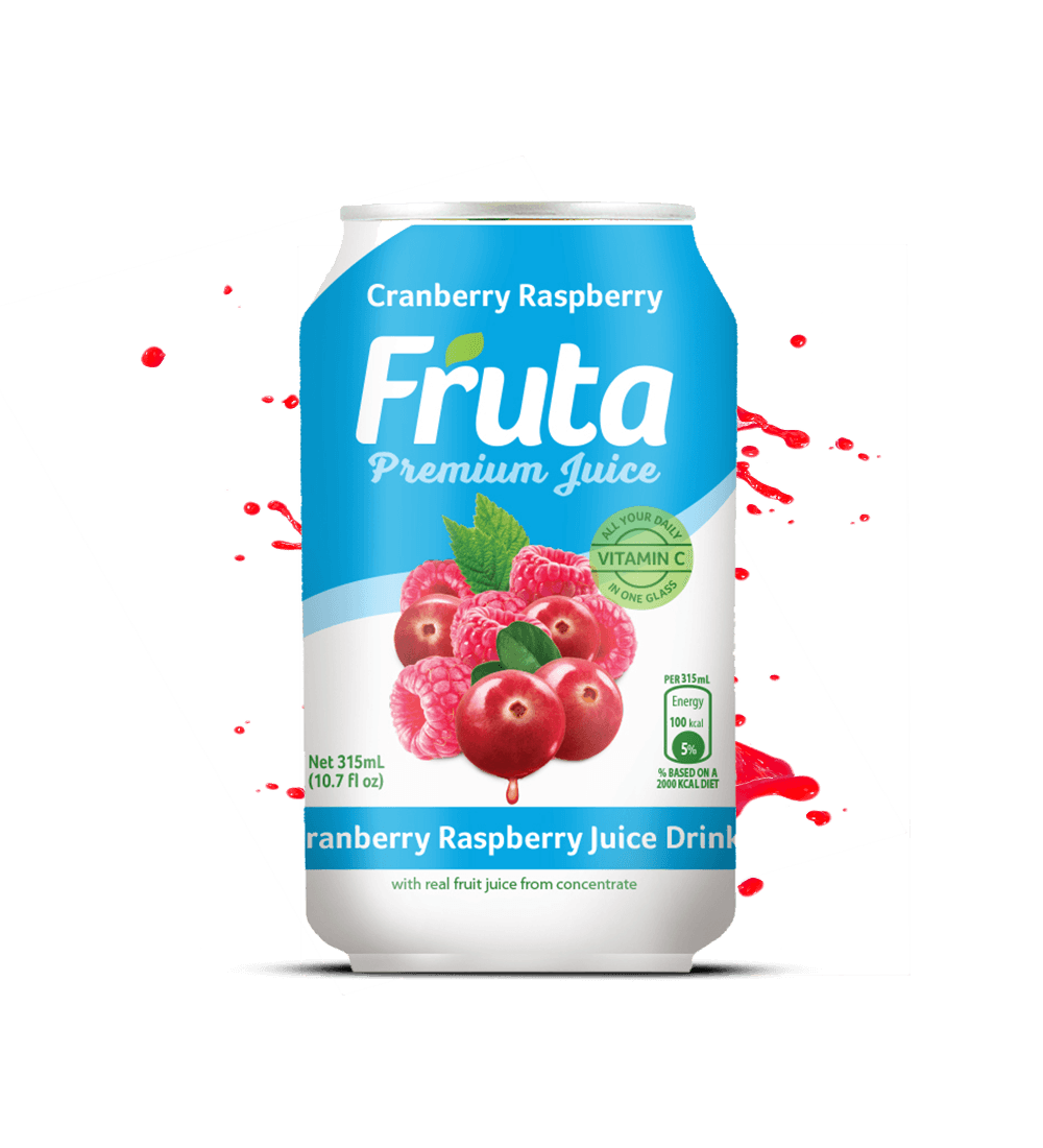 FRUTA Premium Juice Cranberry Raspberry Can 10.7FL OZ 315ML