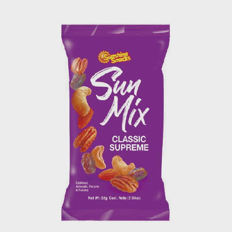 SUNSHINE SNACKS Sun Mix Classic Supreme Cashews, Almonds, Pecans & Raisins 58G 2.04OZ