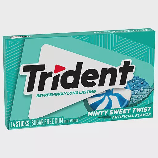 TRIDENT Minty Sweet Twist Flavor Gum Sugar Free 14-PIECES