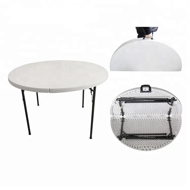 Table Folding Plastic White AC-ZY122 4FT 2 Half Round 48" X 29"