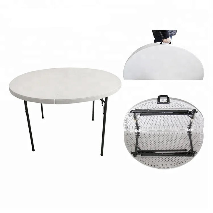 Table Folding Plastic White AC-ZY122 4FT 2 Half Round 48" X 29"