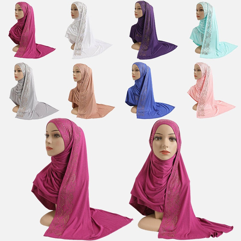 Hijab Scarf Jersey Rhinestone Assorted Colors