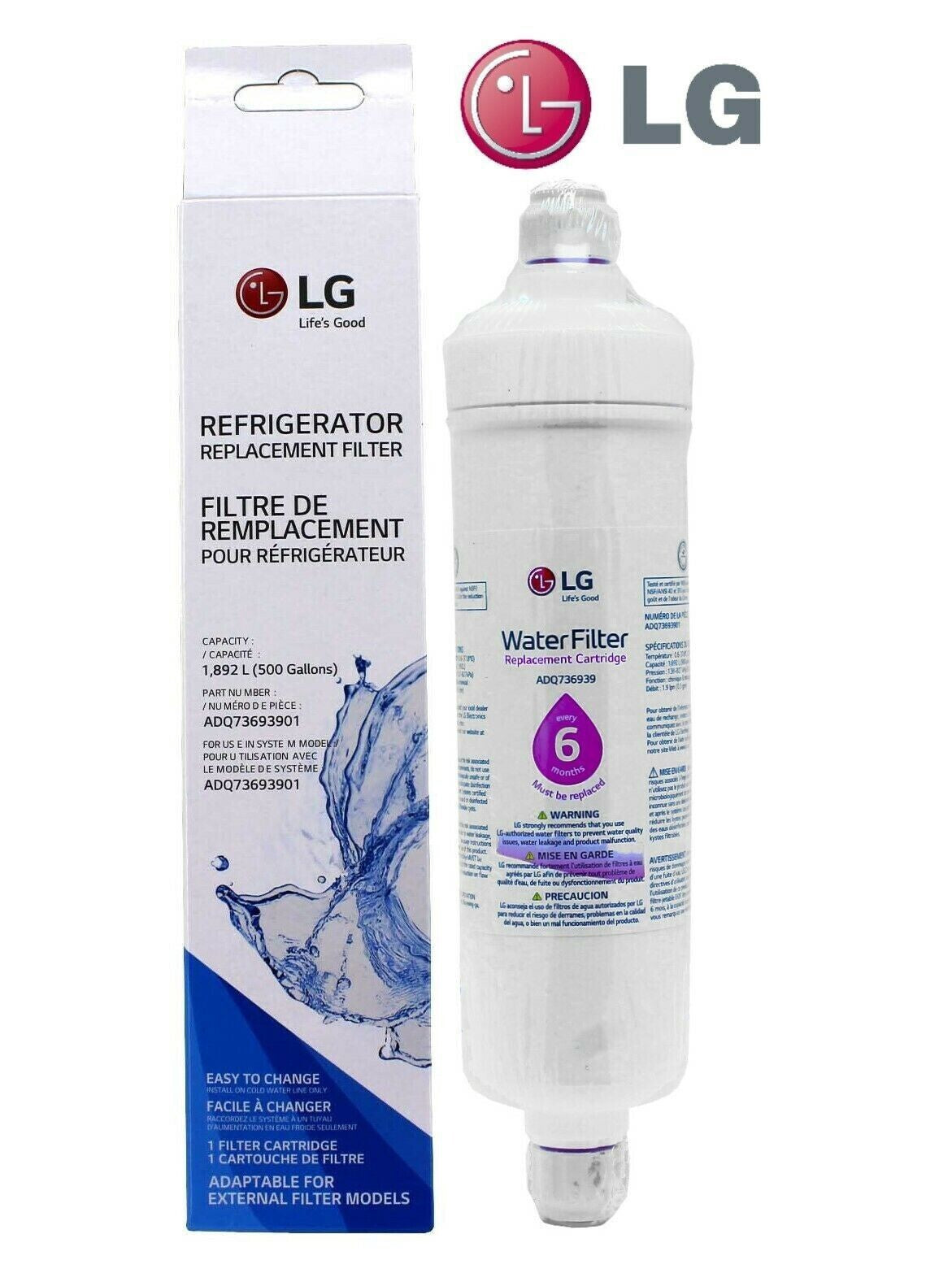 LG Refrigerator Filter ADQ73693901 ADQ736939 6M External
