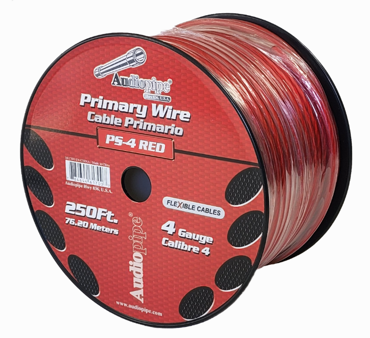 AUDIO PIPE Power Cable Car 4G PS-4-250 Red Sold Per Roll of 250FT