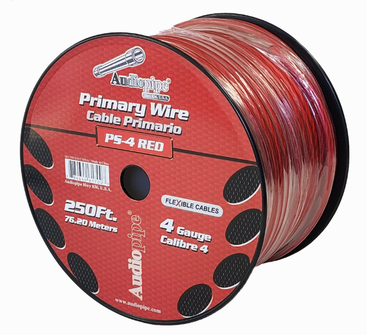 AUDIO PIPE Power Cable Car 4G PS-4-250 Red Sold Per Roll of 250FT