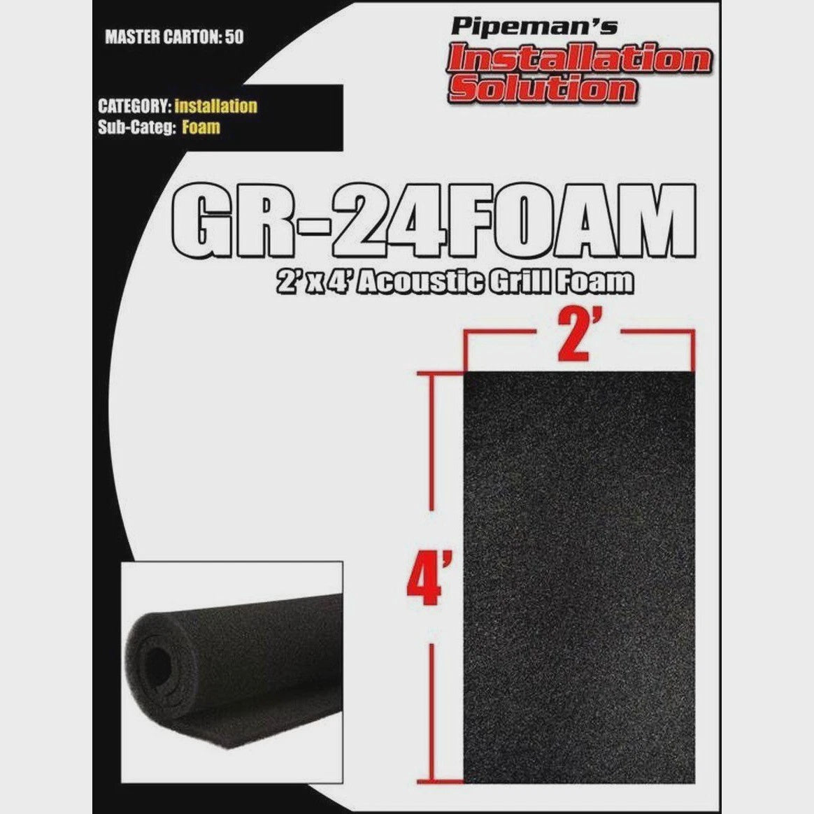 NIPPON AMERICA Speaker Grill Foam 2X4' GR-24FOAM Replacement Acoustic Foam Black Na