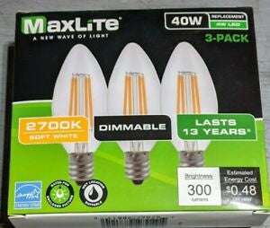 Bulb LED E12 Maxlight 40W Dimmable 3PCS Pack