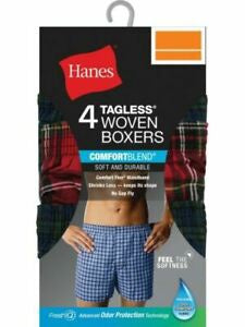 HANES Men Boxers Woven Tagless 4PACK