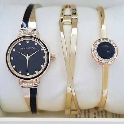 ANNE KLEIN Watch Women Set W/BRACELET 3PCS 3292BKST
