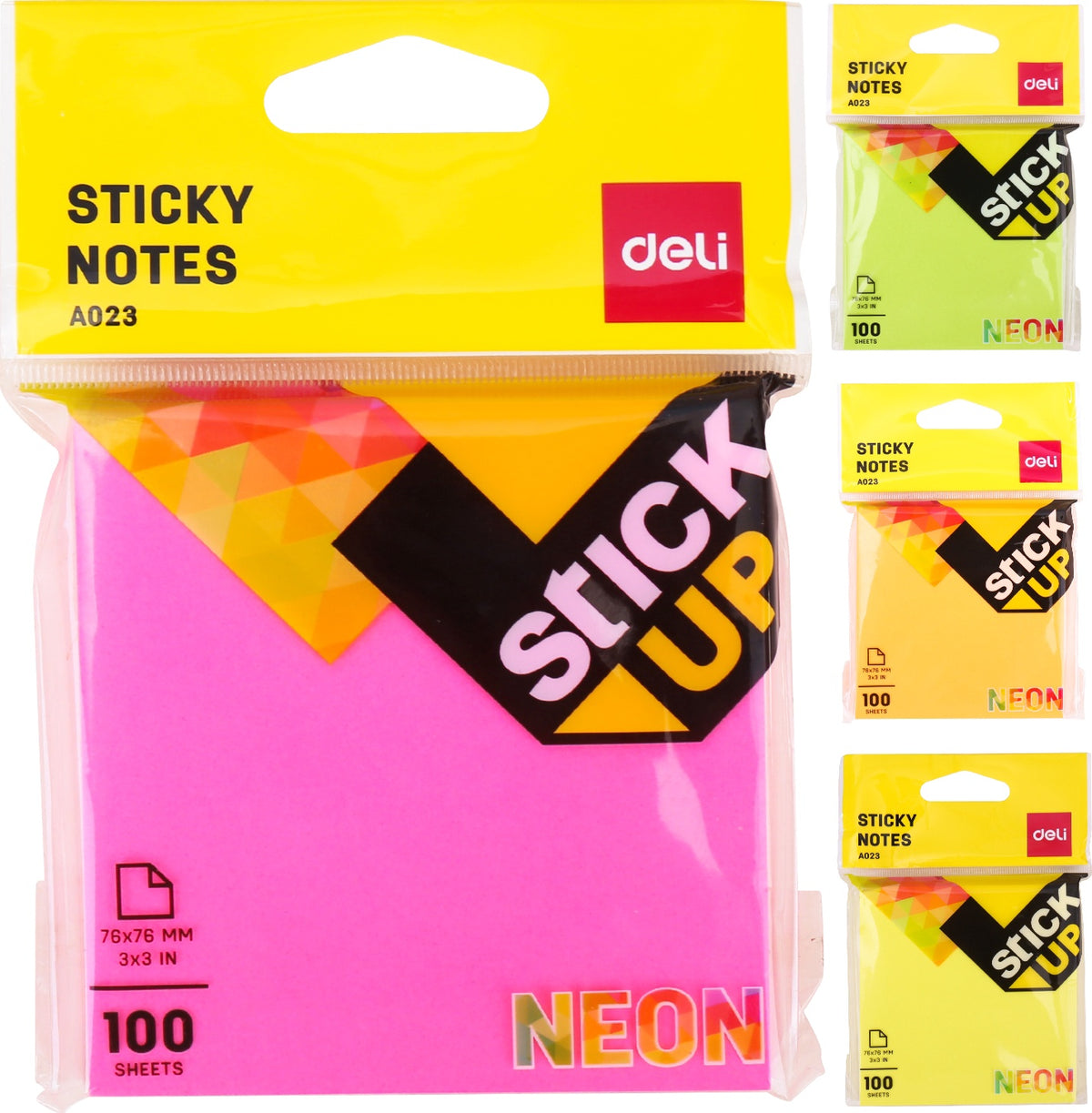 DELI Stationery Sticky Notes A023 02 Stickup 100PCS 12 Pack Box