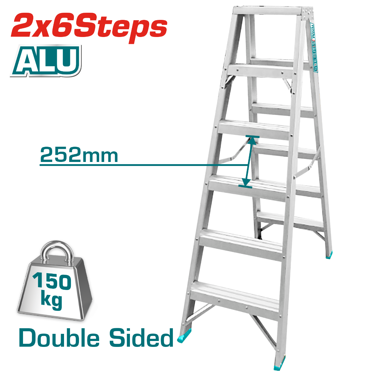 TOTAL Ladder Aluminium THLAD01061 2 X 6 Double Side