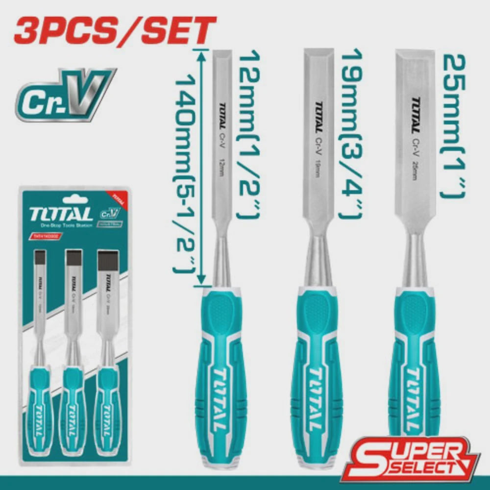 TOTAL Wood Chisel 3PCS THT41K0302