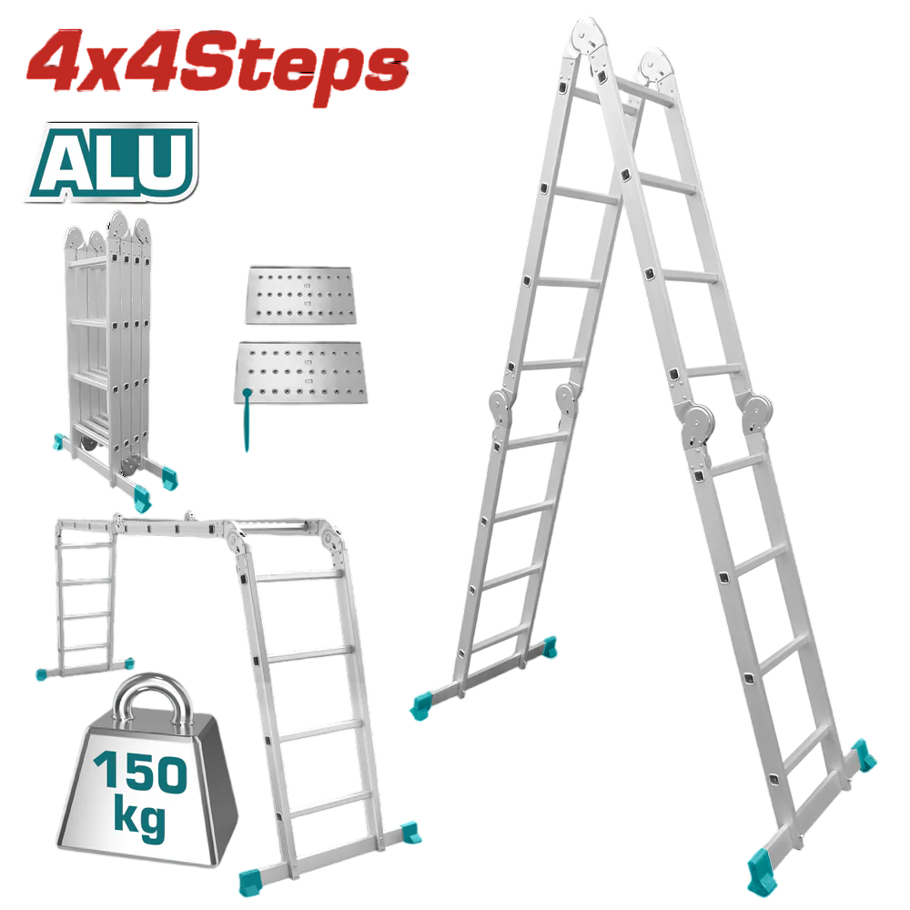 TOTAL Ladder 4 X 4 Step Multi Purpose Aluminium THLAD04441