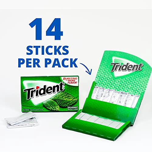 TRIDENT Spearmint Flavor Gum Sugar Free 3-PACK 42-PIECES