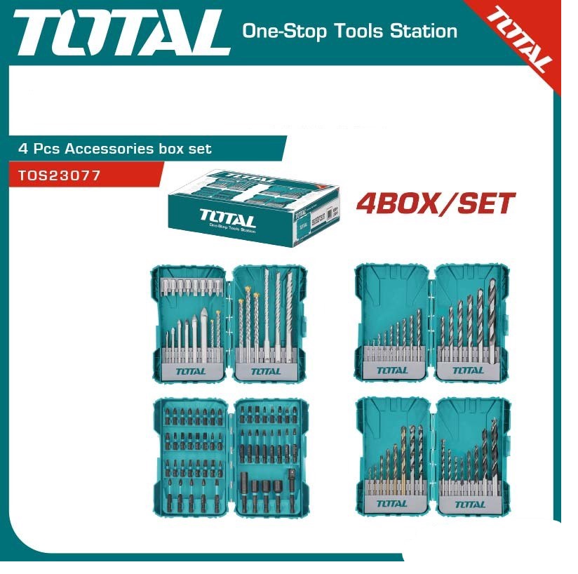 TOTAL Drill & Screwdriver Bits Set 4BOX UTOS23077