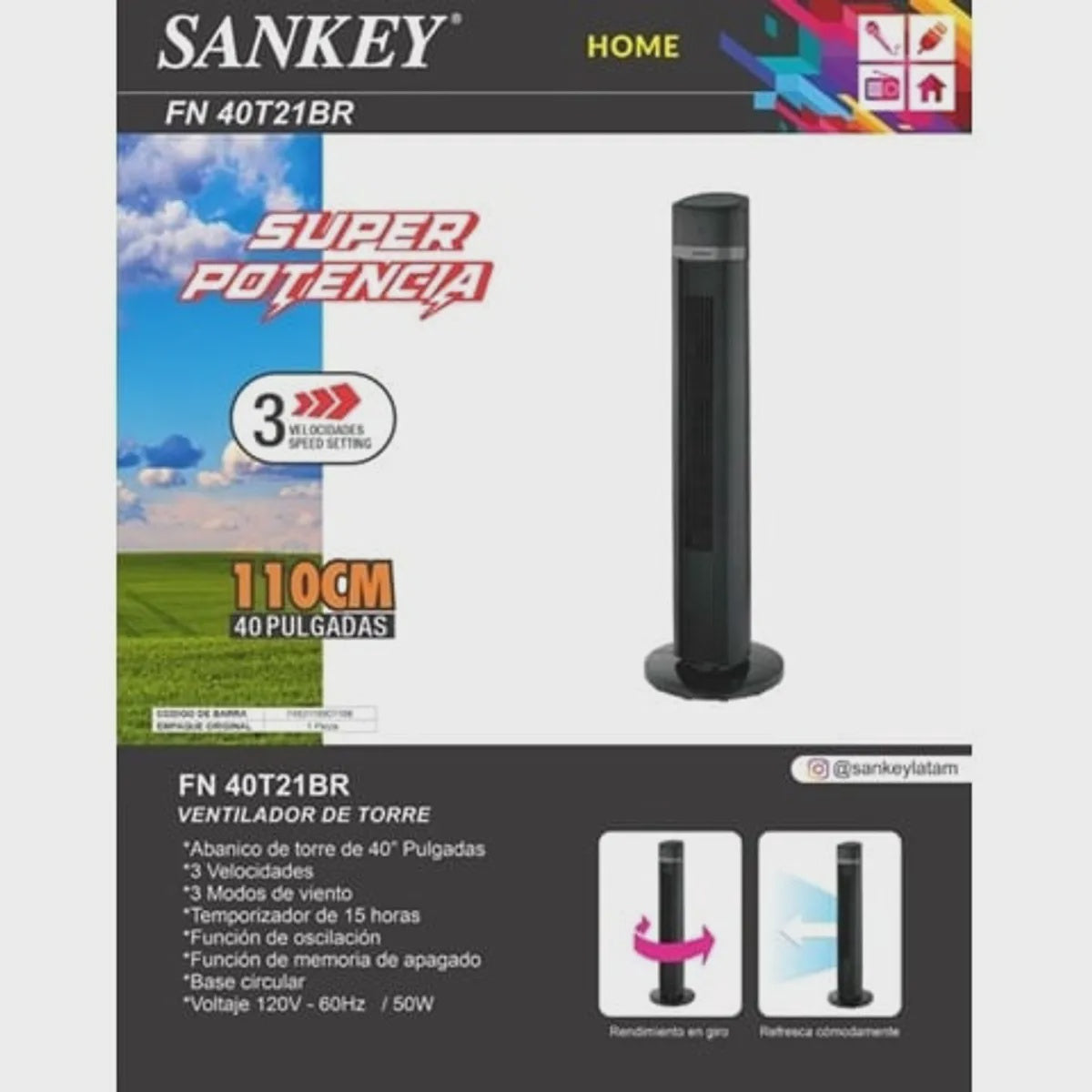 SANKEY Fan Tower 43" FN-40T21BR Black