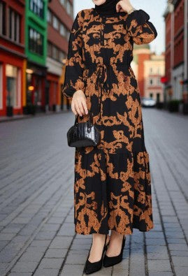 Dress Casual Print Stretch Cream / Brown