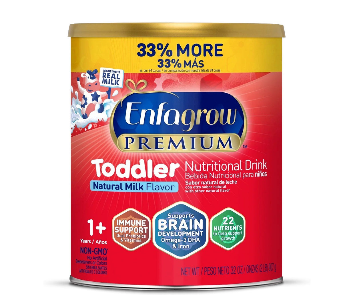 MEAD JOHNSON NUTRITION Enfagrow Premium Toddler Natural Milk Flavor 1+ Years 32OZ 907G