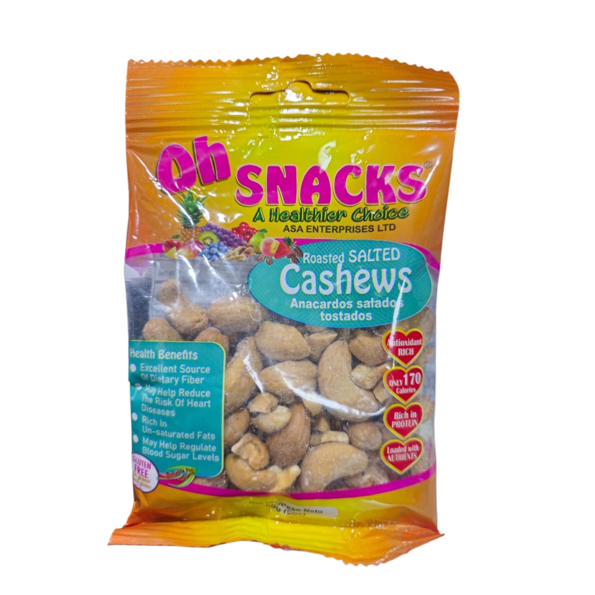 OH SNACKS Roasted Salted Cashews Nut 60G