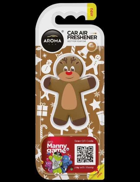 AROMA Car Air Freshener Orange with Clove Reindeer Manny Polymer