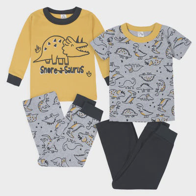 GERBER Baby Pj Set 4PC Yellow & Grey Dino